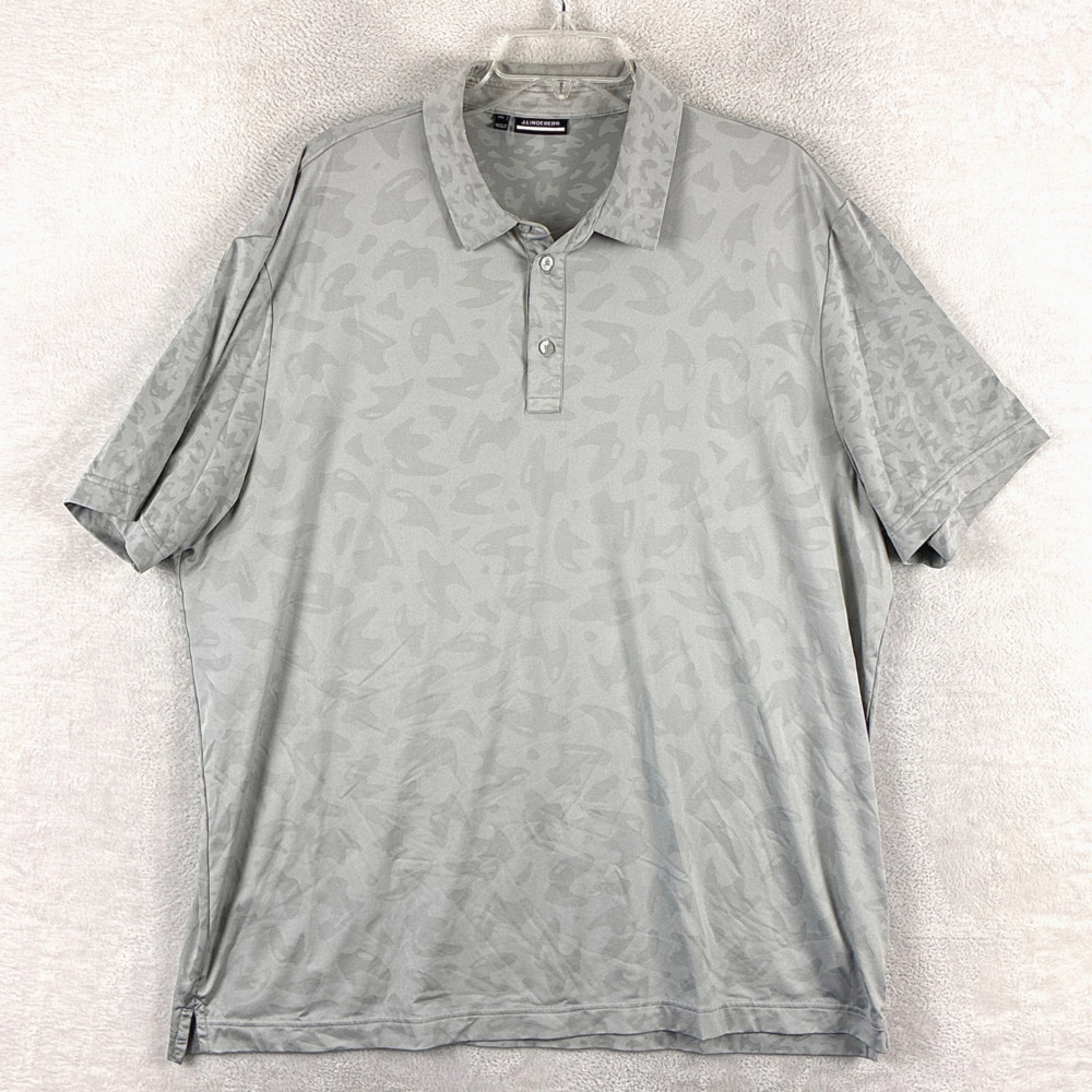 J. Lindeberg Polo Shirt Mens XXL Gray Camo Performance Stretch Pebble Beach Golf
